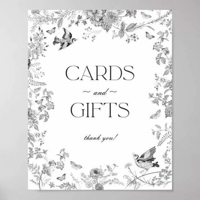 Poster Panneau Black Toile De Jouy Cartes et Cadeaux Flor (Devant)