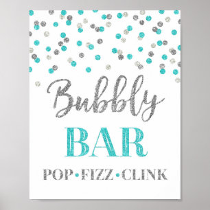 Poster Panneau Bleu Confetti Bubbly Bar