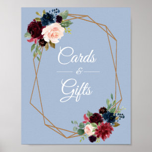 Poster panneau bleu-rougeâtre bleu-roux Cartes et cadeaux