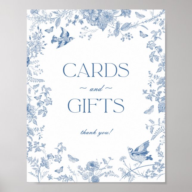 Poster Panneau Blue Toile De Jouy Cartes et Cadeaux Flora (Devant)