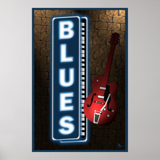 Poster Panneau Blues Neon (Devant)