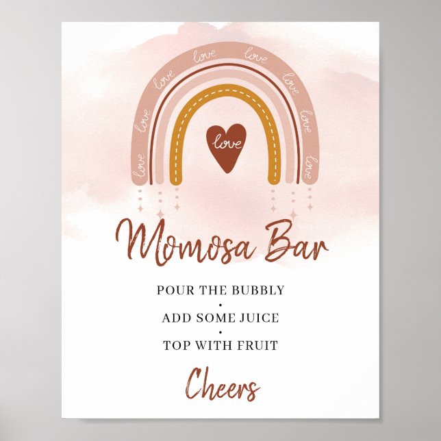 Poster Panneau Boho Blush Rose Rust Rainbow Momosa Bar (Devant)