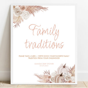 Poster Panneau Boho Citrouille Baby shower Famille Tradit