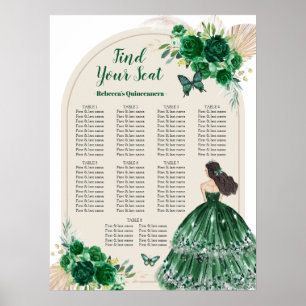 Poster Panneau Boho Emerald Green Quinceañera