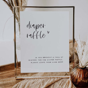 Poster Panneau Boho Heart Diaper Raffle Baby shower E100