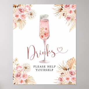 Poster Panneau Boho rose Rose Soiree Fête des mariées Boi