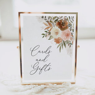 Poster Panneau Boho Terracotta Floral Cartes et Cadeaux