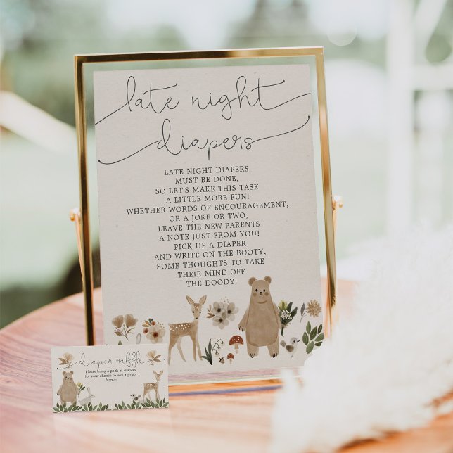 Poster Panneau Boho Woodland baby shower Late Night Diapo (Créateur téléchargé)