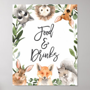 Poster Panneau Bois Animaux Baby shower Alimentation et b
