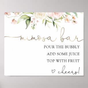 Poster Panneau boisson Mimosa Bar Rose Blush et Verdure