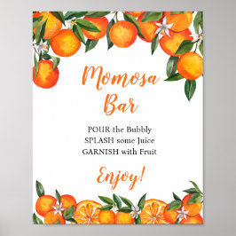 Poster Panneau boisson Orange Momosa Bar Baby shower
