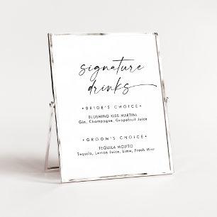 Poster Panneau boisson signature de script moderne