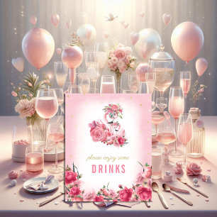 Poster Panneau Boissons Baby Shower Flamant Rose Ballerin
