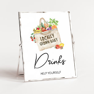 Poster Panneau Boissons de Baby shower cultivées localeme