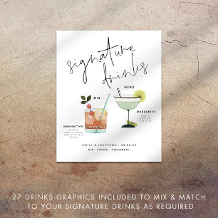 Poster Panneau Boissons Signature Mariage Cocktails perso