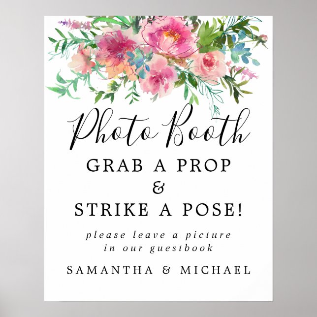 Poster Panneau Booth Mariage rose rustique (Devant)