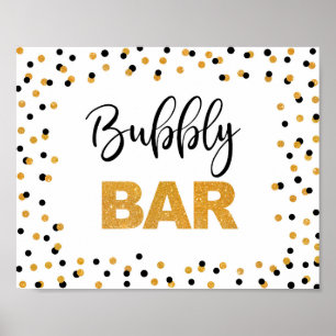 Poster Panneau Bubbly Bar Party Black and Gold Parties sc