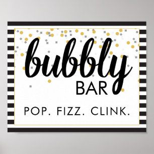 Poster Panneau Bubly Bar Party Black and Gold