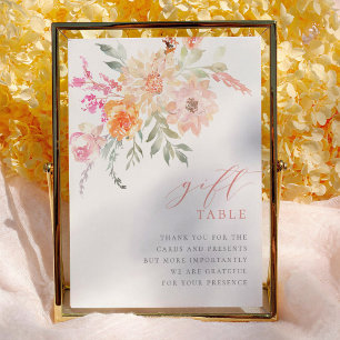 Poster Panneau cadeau Blush Turquoise Floral Baby shower