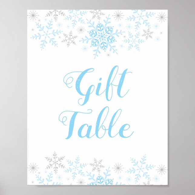 Poster Panneau cadeau Petit Baby shower Snowflake Boy (Devant)