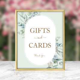 Poster Panneau Cadeaux et cartes à cadre rond Eucalyptus