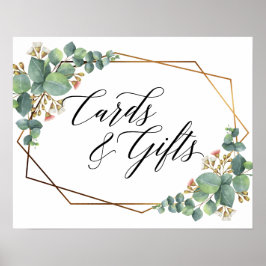 Poster Panneau Cadeaux et cartes de mariage Gold Frame Eu