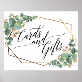 Poster Panneau Cadeaux et cartes de mariage Gold Frame Eu