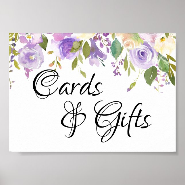 Poster Panneau Cadeaux et cartes florales à l'aquarelle v (Devant)