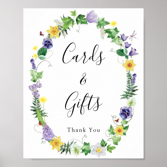 Poster Panneau Cadeaux Rustique Fleur sauvage Cartes de m (Devant)