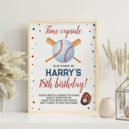 Poster Panneau Capsule de l'heure d'anniversaire du baseb