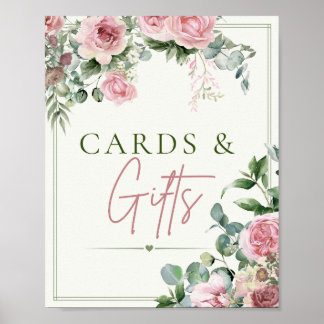 Poster Panneau Cartes & Cadeaux | Baby Shower Floral 