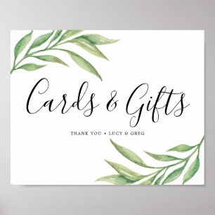 Poster Panneau Cartes de mariage et cadeaux   Feuilles bo