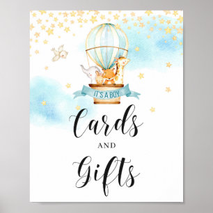 Poster Panneau Cartes et cadeaux Baby shower montgolfière
