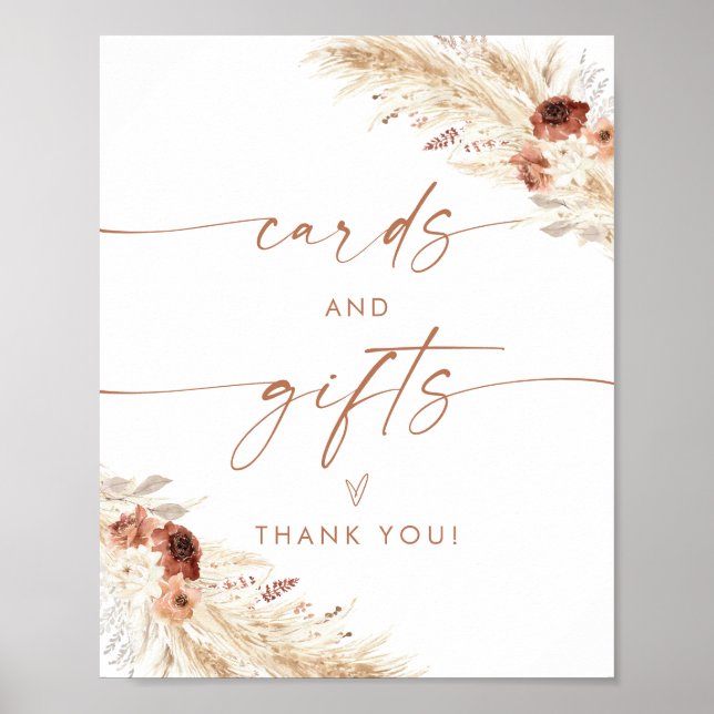 Poster Panneau Cartes et cadeaux Boho | Flore en terre cu (Devant)