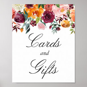 Poster Panneau Cartes et cadeaux   Fleurs roses Bourgogne