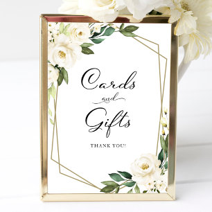 Poster Panneau Cartes Et Cadeaux Floraux Blancs Verdure