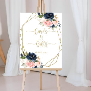 Poster Panneau Cartes et Cadeaux Géométriques Floral Gold