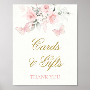 Poster Panneau Cartes et cadeaux papillon rose