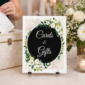 Poster Panneau Cartes Et Cadeaux Rose Blanche Verdure