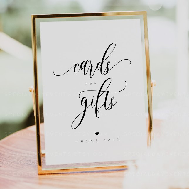Poster Panneau Cartes et cadeaux Script 8x10" (Créateur téléchargé)