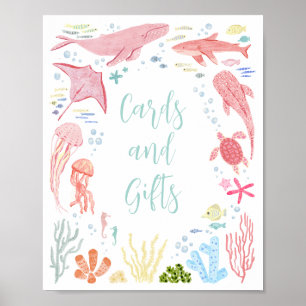 Poster Panneau Cartes et cadeaux sous la mer Animaux