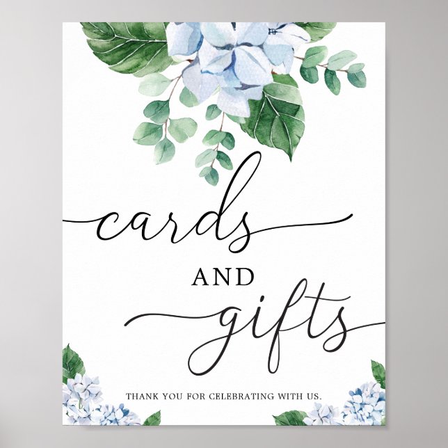 Poster Panneau Cartes Fleuris et Cadeaux Hortensia Bleu (Devant)