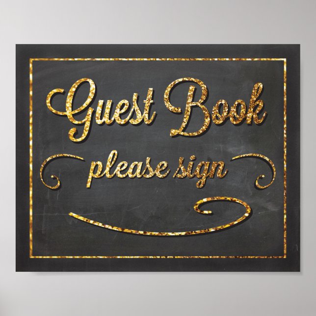 Poster Panneau Chalkboard et Parties scintillant Gold du  (Devant)