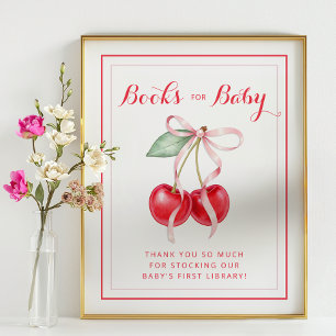 Poster Panneau Cherry Books for Baby shower
