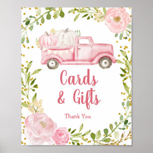 Poster Panneau Chute rose Citrouille Cartes de Camion et