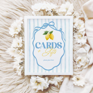 Poster Panneau citron Whimsical Blue Girls Cartes & Cadea