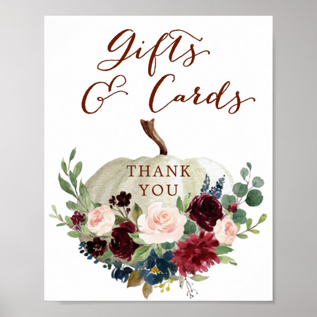 Poster Panneau Citrouille d'automne Baby showers cadeaux  (Devant)