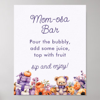 Poster Panneau Citrouille violet Baby shower Mimosa Bar