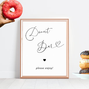 Poster Panneau Coeur Barre de beigne Mariage noir blanc