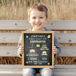 Poster Panneau coloré du premier jour de l'école